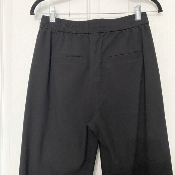 FRANK AND OAK BLACK WOOL BLEND ALICE STRAIGHT ELASTIC WAIST PULL ON PANTS - 6 - Picture 4 of 8